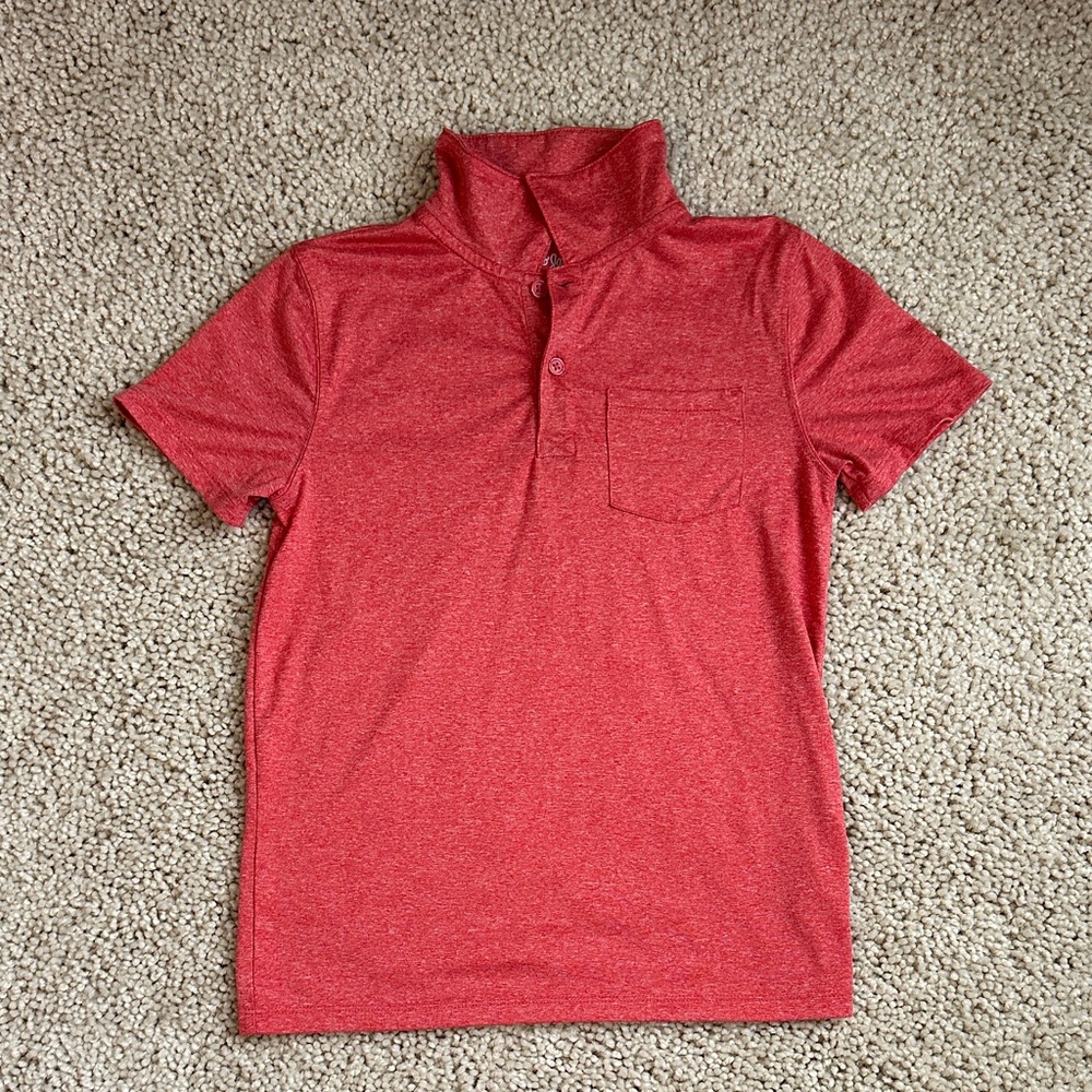 Boys heathered Red Short Sleeve Polo Shirt